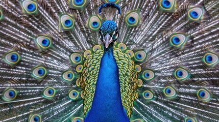 Obraz premium Peacock with spread feathers.