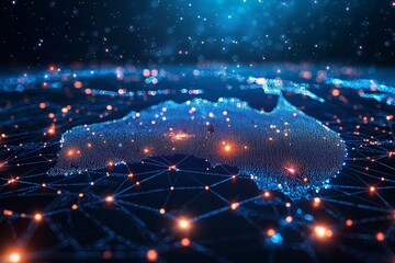 Obraz premium Digital map of australia network connectivity created with generative ai
