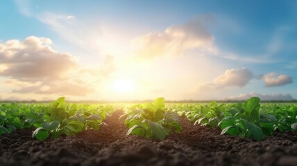 Solar-powered farm, efficient crop growth, nurturing environment, watercolor design illustration