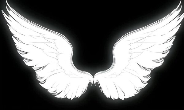 Elegant wiggly animation of artistic angel wings