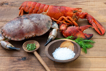Lobster on wooden Background