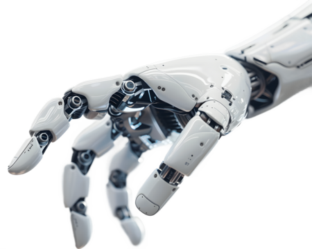 robotic hand with a white background