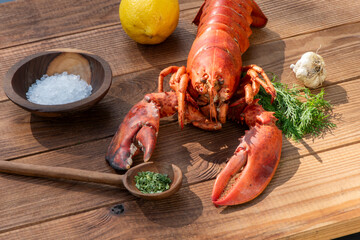 Lobster on wooden Background