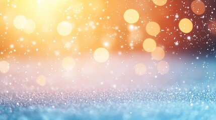 Abstract bokeh background with a soft blend of warm yellow and cool blue tones, perfect for festive, serene, or dreamy designs.