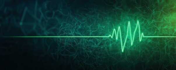 Abstract green heartbeat line surrounded by light effects, natural health monitoring