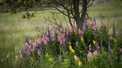 Obraz premium Enchanted Park of Blossoms, generative AI
