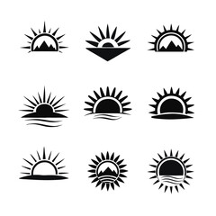 Vector sunrise logo icon set, perfect for bright and elegant design projects.