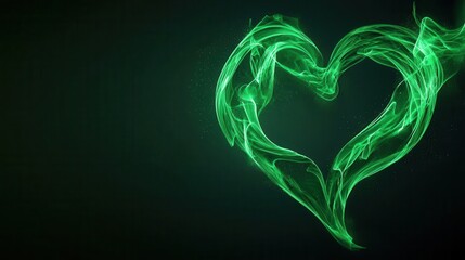 Green abstract wave pattern forming a stylized heart, sustainable cardiology innovation