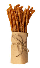 Smoked sausage isolated on white background. Sausages