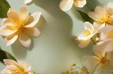 Beautiful flower background for beauty product presentations. Made with generative AI technology