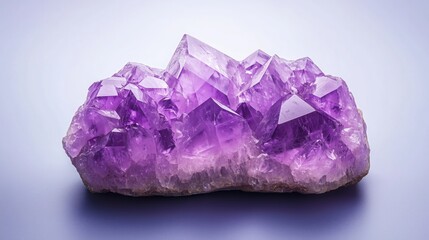 Fototapeta premium Stunning amethyst crystal cluster showcasing vibrant purple hues and natural formations, perfect for decor, geology, or metaphysical use.