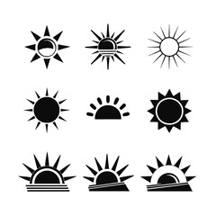 Vector sunrise logo icon set, perfect for bright and elegant design projects.