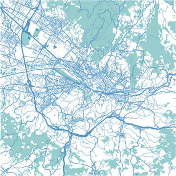 Map of Florence in Italy in blue. Contains layered vector with roads water, parks, etc.