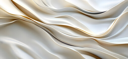 Obraz premium The background is an abstract image of white textured fabric with layers and folds, with a warm light. Illustration for a cover, a card, a postcard, an interior design, a banner, a poster, a