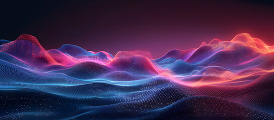 Obraz premium Futuristic Digital Landscape Featuring Abstract 3 D Shapes and Dark Background with Light Gradients, Perfect for Tech Startups and Sci-Fi Visualizations