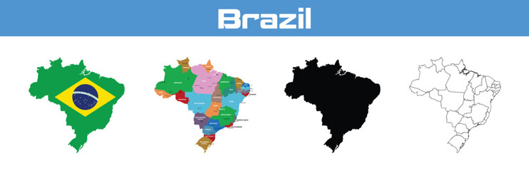 Obraz premium Set of Brazil map.