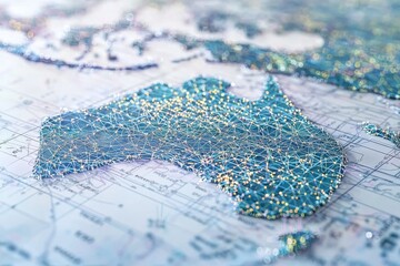 Obraz premium Digital map of australia network connectivity created with generative ai