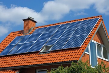 roof with solar energy panels with generative ai