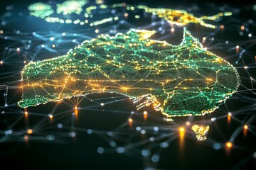 Naklejka premium Digital map of australia network connectivity created with generative ai