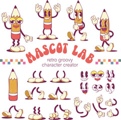 Retro groovy school supply mascot creation kit