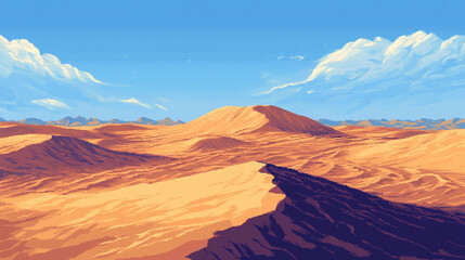 Naklejka premium A desolate stretch of dunes with eerie wind patterns swirling through the sand , pixel art, game assets