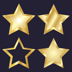 Five stars gold icon. Stars rating review icon