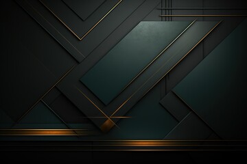 Obraz premium Abstract geometric background with dark grey and golden lines.