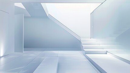 Fototapeta premium A white staircase is shown in a white room