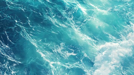 Fototapeta premium Clear blue water in an anime style, viewed from above, capturing the gentle movement of waves in a peaceful and immersive scene.