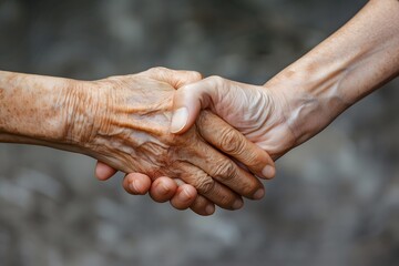 Fototapeta premium A Touch of Connection: Hands of Different Generations United in a Warm Embrace