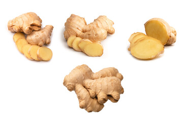 Ginger root isolated on white background.