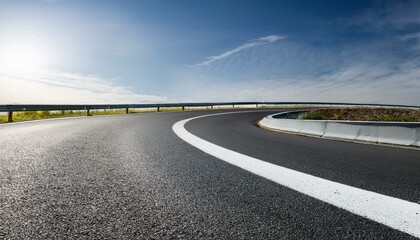 Fototapeta premium Asphalt road turning right side, cut out 