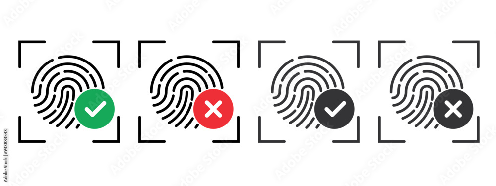 Aufkleber fingerprint and biometric scanner icon. fingerprint line symbol. personal security and identity auth