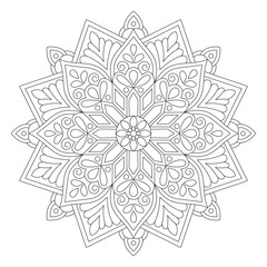Beautiful ethnic floral mandala design for coloring book page