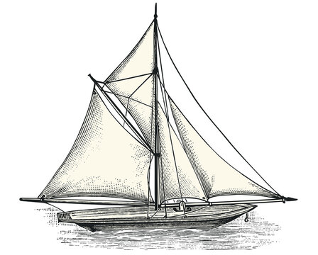 Sailboat vintage illustration isolated on transparent background