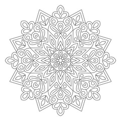 Circular shape easy and beautiful mandala design coloring book page