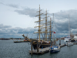 George Stage a Danish iron hulled fully rigged three masted sailing ship at Gunwharf Quays...