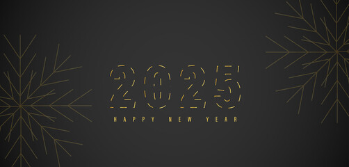 Gold text reading Happy New Year 2025 on a sleek black background