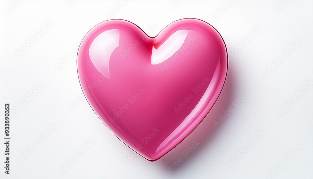 Wall mural glossy pink heart isolated on transparent background