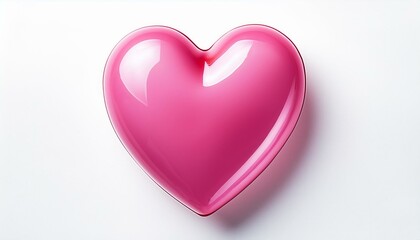 Glossy pink heart isolated on transparent background
