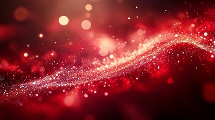 Red shimmering wave with sparkling light effects at dusk