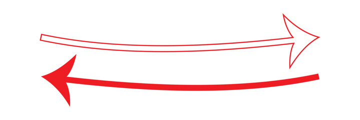 Fototapeta premium A straight, long, red arrow isolated on a transparent background