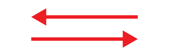 Red right arrow icon. Icon red arrow direction on a white background Vector illustration.