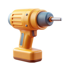 3D illustration of an orange electric power drill, showcasing a tool commonly used in construction, home improvement, and industrial projects. Isolated on transparent background, png.