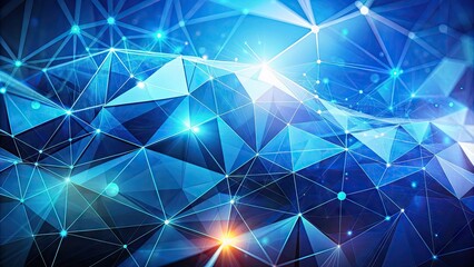 Vibrant low-poly blue background with geometric shapes and abstract elements, perfect for futuristic, technological, or creative designs and presentations.