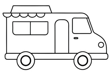 Cute food truck line art vector illustration