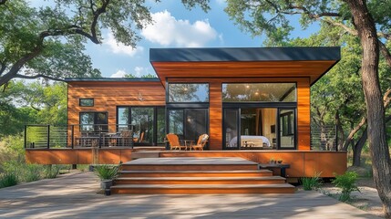 modular sustainable home in texas nature