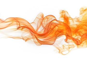 Ethereal Flow of Orange Smoke on a White Background
