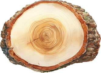wood cross section age annual ring frame fall season tree groth circle texture year watercolor maple thanksgiving christmas botany log organic minimal warm change time isolated clipart