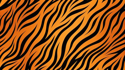 Vibrant orange and black tiger stripes pattern repetitive design element isolated on white background with clean lines and bold contrasting colors for creative use.